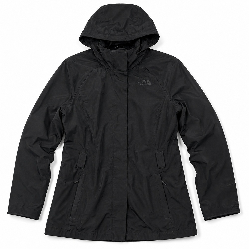 The North Face HyVent Rain Jacket Womens Large Black Waterproof Hooded Shell